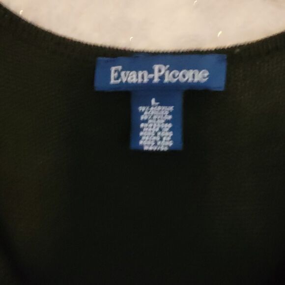 Evan Picone Knit Top Women Large Black Bead Detail Short Sleeve Cocktails Office - Picture 3 of 10